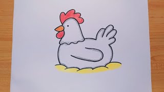 رسم للاطفال/رسم ديك سهل/رسم دجاجة سهلة/تعليم الرسم/رسم وتلوين/رسم سهل للاطفال/رسم للمبتدئين
