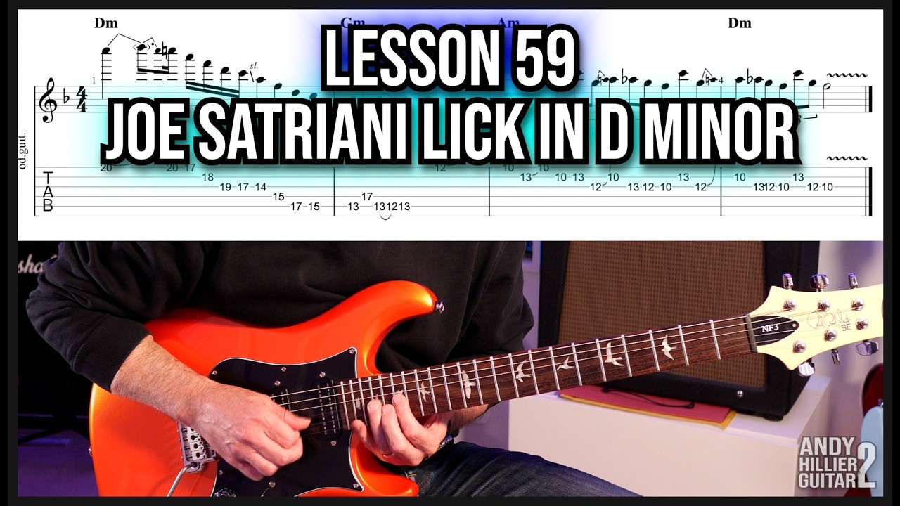 Lesson 59 Joe Satriani Lick in D Minor Guitar Lesson - YouTube