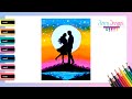 Cómo dibujar un PAISAJE FÁCIL con óleo pastel (Pareja enamorada) - Paso a paso