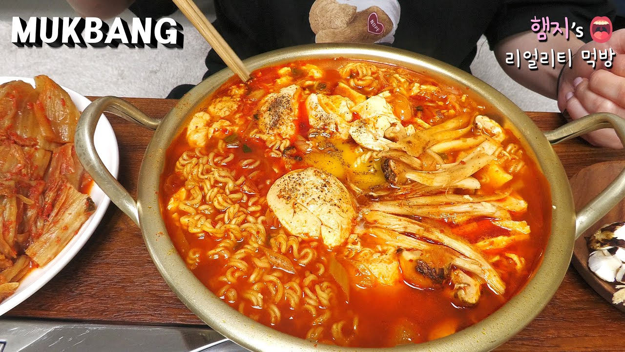 리얼먹방:) 송이순두부열라면 (ft.김치) ★ 단언컨대 최고의 라면👍ㅣBest RamyunㅣREAL SOUNDㅣASMR MUKBANGㅣ
