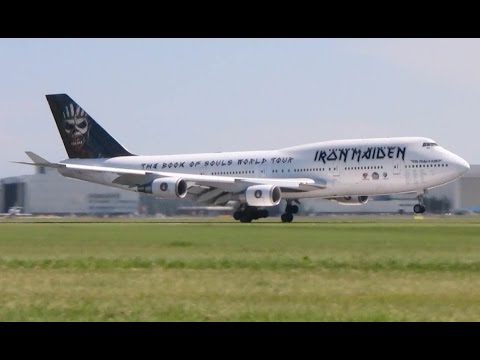 Iron Maiden 747 'Ed Force One' landing at Amsterdam airport Schiphol