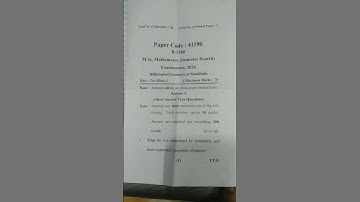 M. Sc Maths/ Differential Geometry of Manifolds / MJPRU previous exam papers