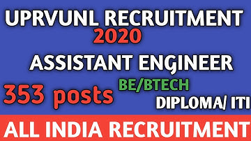 UPRVUNL Vacancy 2020 | AE, Technician | For Freshers | Salary 177500 | UPRVUNL AE Recruitment