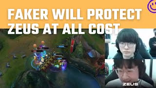 Faker does everything to save Zeus ❤️ | Zeus's LCK debut match | T1 vs NS