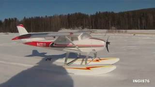 RC FLIGHT CESSNA C-182 WINTER FLYING FUN ON FLOATS