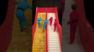 Who Wins? Slippery Vs Sticky Stairs Challenge By Mrbeast