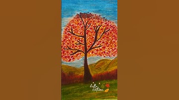 When Colors Speak - A Peaceful Autumn Tree 🍂🎨 learning to draw beginner #shorts #drawing