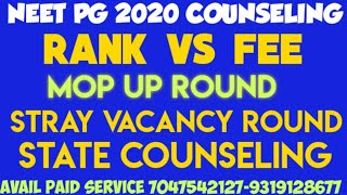Stray Vacancy Round Counselling Details Neet Pg 2020