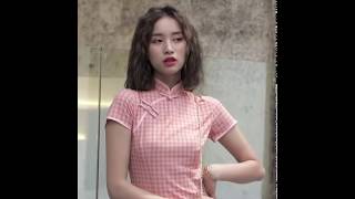 チャイナ ワンピース チェック柄 半袖 ミニ丈 チーパオ [qipao115]