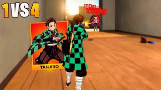 O PODER DO PROTAGONISTA TANJIRO SOLO VS SQUAD!! FREE FIRE MOBILE