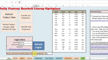 DFS Baseball spreadsheet tool version 2 - How to use