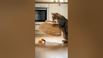 Shocking! 😱😱 The cat sets a trap and waits in silence #shorts #tabbycat #trap