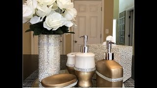Dollar Tree DIY || Glam Bathroom Accessories