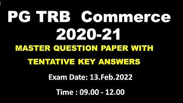 PG TRB Commerce | Master Question Paper | Tentative Key Answers| 2020-21|SS Academy for Physics