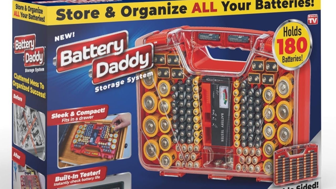 Ontel Battery Daddy Battery Organizer Storage Case with Tester Stores & Protects Up to 180 Battery