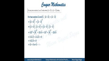 Class 12 Mathematics -  Vector Algebra - When will |a + b| = |a - b| be true for two vectors a and b