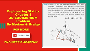 Engineering Statics | P3/87 | 3D Equilibrium | Chapter 3 | 6th ed | Engineers Academy