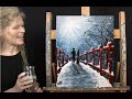How to Paint WINTER STROLL OVER BRIDGE with Acrylic - Paint and Sip at Home - Step by Step Tutorial