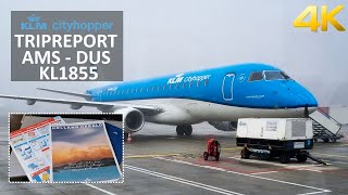 ✈ [4K] TRIPREPORT | KLM Cityhopper | Embraer 190 | Amsterdam - Düsseldorf | Economy comfort