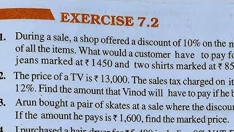 Ex. 7.2 Class 8 | 7.2 Class 8 Maths | 7.2 Comparing Quantities | 7 2  Class 8 New Book