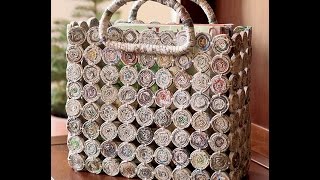 Оригинальные сумки из газетных трубочек своим руками Оригинальные сумки из газетных трубочек своим руками