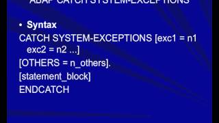 ABAP CATCH SYSTEM EXCEPTIONS statement