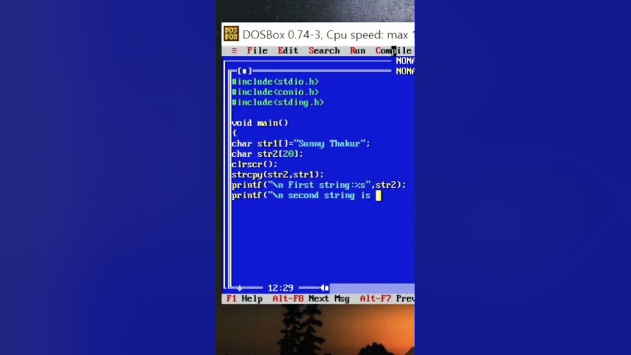 C language || Strcpy Function use in Function with|| Turbo c++ ...