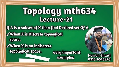 Derived set in Discrete and indiscrete topological space| mth634 short lecture