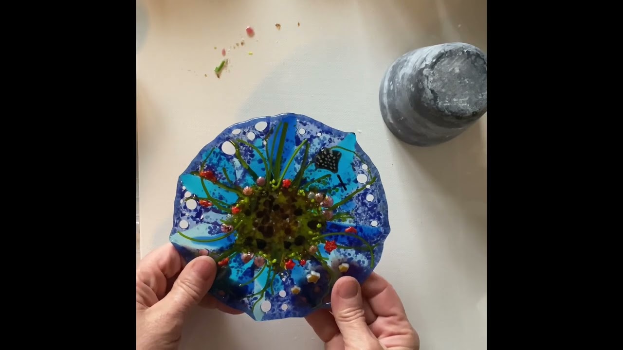 Under the sea themed, fused glass votive holder: Part two.