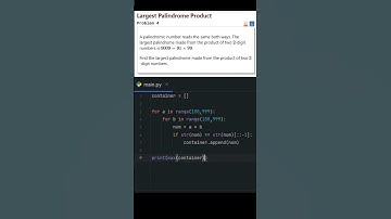 Project Euler Problem 4 - Python #python #shorts