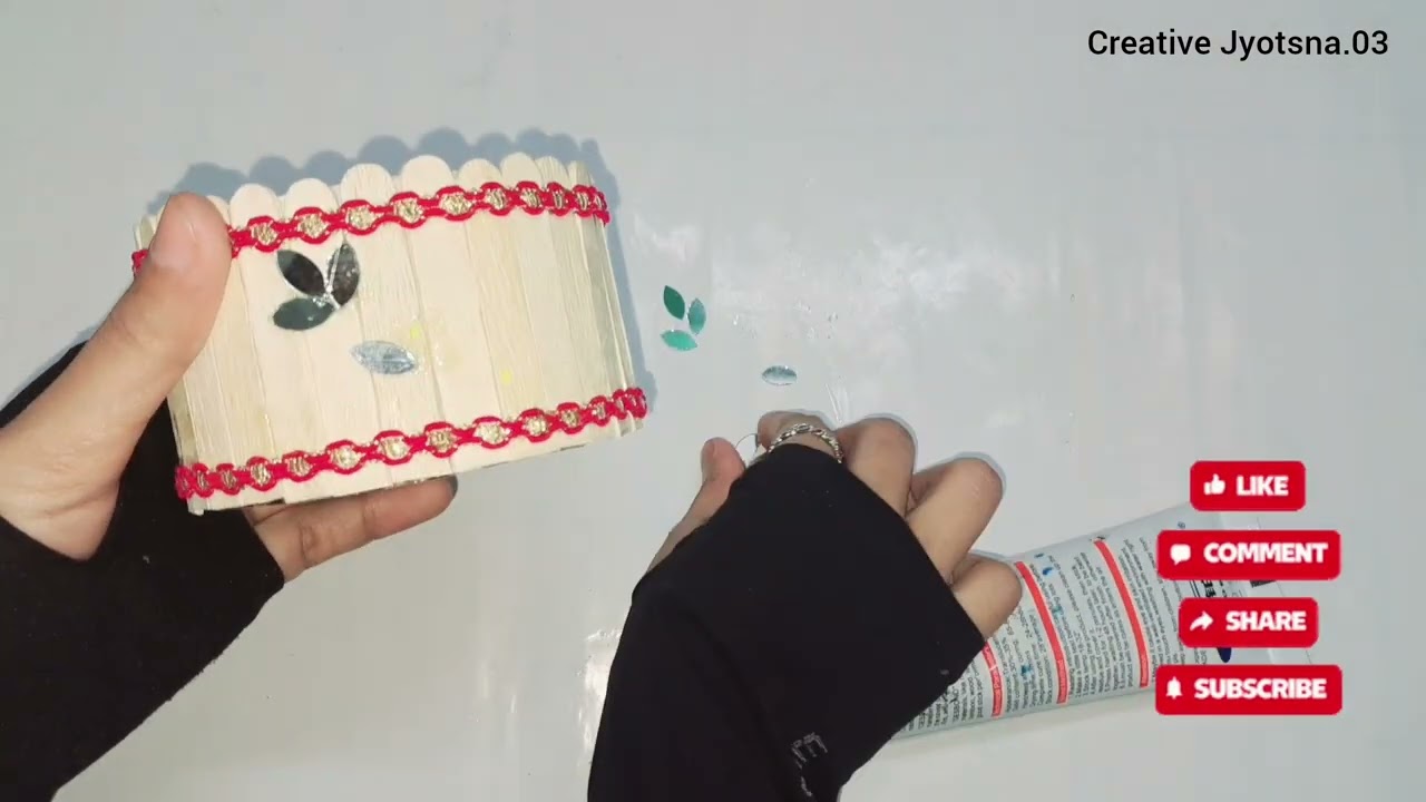 How to make ice-cream stick ring  organizer box 💫 | diy | ice-cream stick | craftideas | viral video