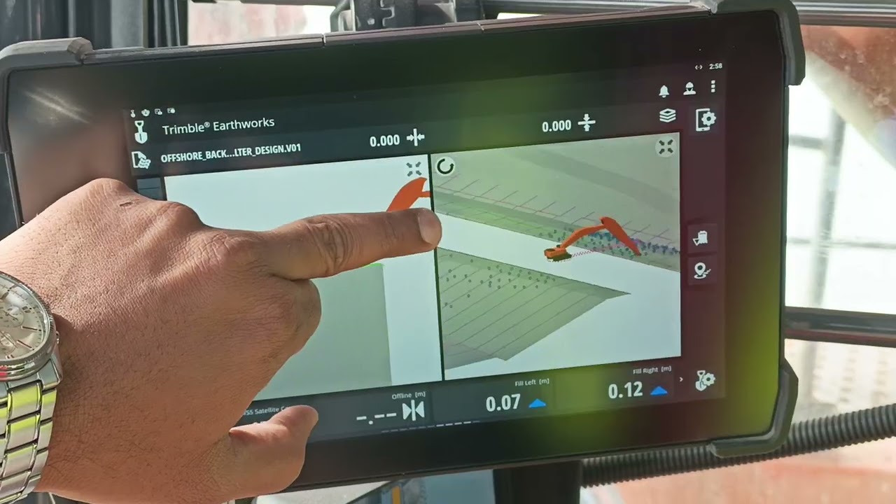 Marine Machine Control GPS Excavator Working concept at Sea for leveling  sea bed required design
