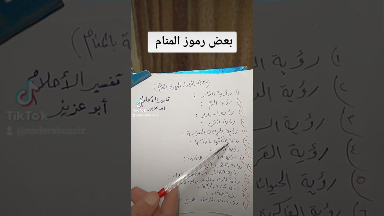 رموز لبعض الرؤى