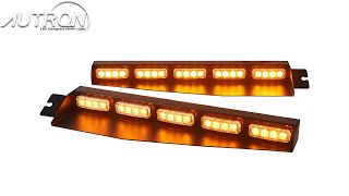 LED Visor Emergency Lights Warning Hazard Split Deck Interior Windshield Strobe Light Bar Amber