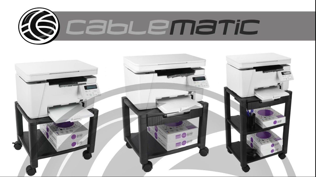 Mesa auxiliar 3 niveles para impresora con ruedas - Cablematic