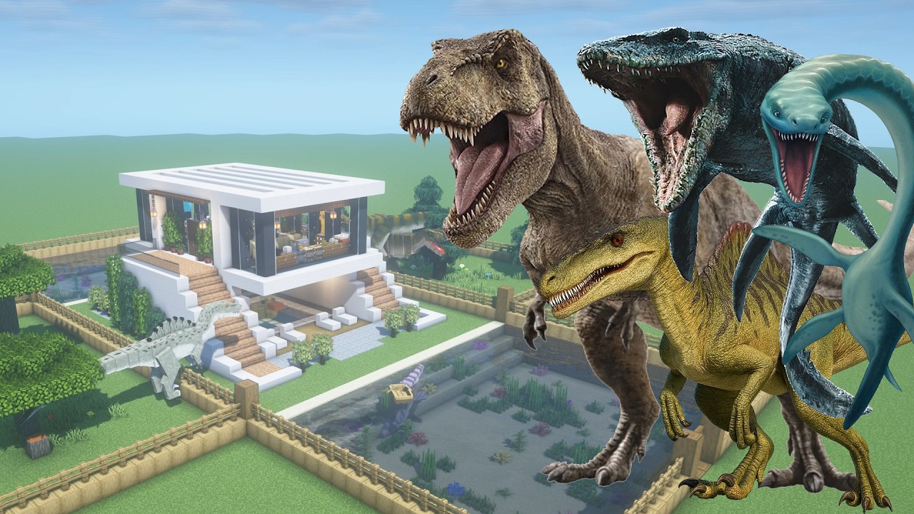 How To Make a Plesiosaurus, Tyrannosaurus, Mosasaurus, and Spinoraptor Farm in Minecraft PE