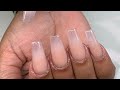 Clear To Nude Glass Tip Coffin Acrylic Nail
