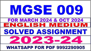 mgse 009 solved assignment 2023-24 | mgse 9 solved assignment in english 2024 | mgse 9 2024