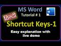 MS Word Shortcut Keys | Shortcut Keys in MS Word Part-1 | MS Word Tutorial # 1 | MS Word in Hindi