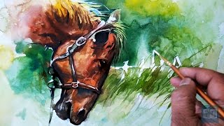 This video shows "Horse Painting With Mixed Medium | Water Color | Acrylic".It shows how to Paint in an easy manner,a simple 