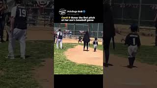 Cardi B threw the first pitch at her son’s baseball game