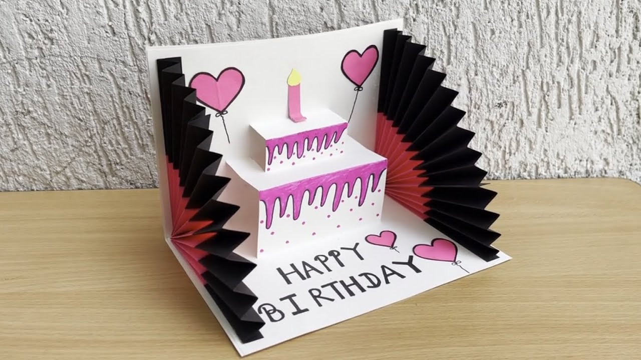 DIY   3 D Birthday Card  Pop Up Birthday Card  Special Birthday Card  Easy Cake Card  bday card