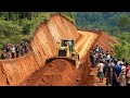 Wow...Powerful Bulldozer Working on Muddy Part - Real Forest road Conditions Scene 