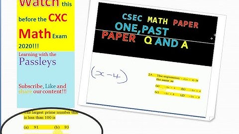 #CSECMathPaperOne# CXC Maths Past Paper Multiple Choice-Part 3-Learning with the Passleys