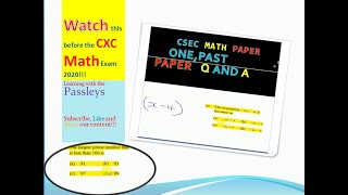#CSECMathPaperOne# CXC Maths Past Paper Multiple Choice-Part 3-Learning with the Passleys