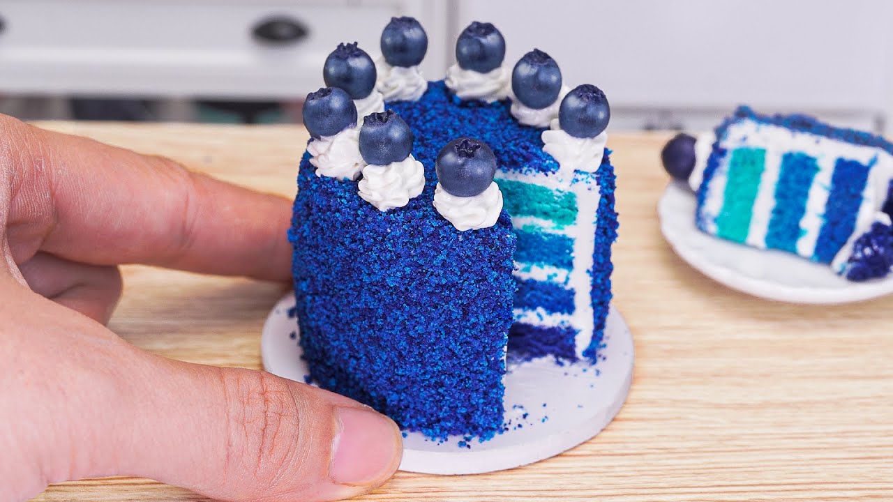 Moist Miniature BLUE Velvet Cake Decoration Awesome Blueberry Cake Recipe by Mini Bakery YouTube