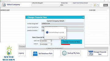 Speed Plus 9.0: How to Change Financial Year (English Video) FREE DEMO https://www.solversolution.in