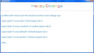 HTML | Mouse cursor List