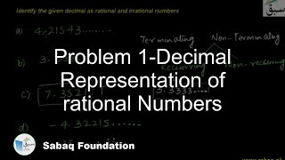 Problem 1-Decimal Representation of rational Numbers, Math Lecture | Sabaq.pk
