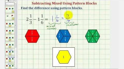 Ex 1: Find the Difference of Two Mixed Numbers Using Pattern Blocks (Basic)